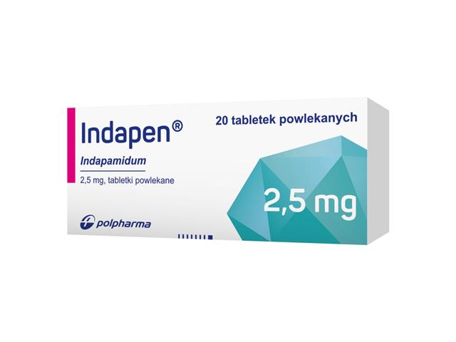 Indapen interakcje ulotka tabletki powlekane 2,5 mg 20 tabl. | (2 blist. po 10 tabl.)