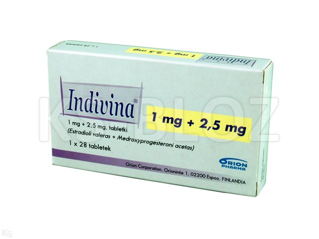 Indivina interakcje ulotka tabletki 1mg+2,5mg 28 tabl. | 1 blist.po 28 szt.