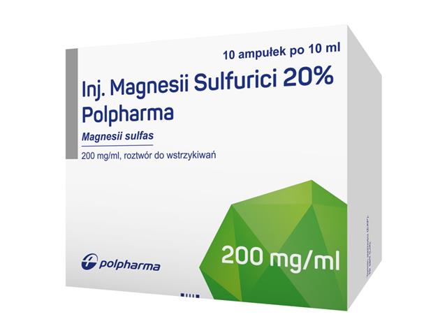 Inj. Magnesii Sulfurici 20% Polpharma interakcje ulotka roztwór do wstrzykiwań 200 mg/ml 10 amp. po 10 ml