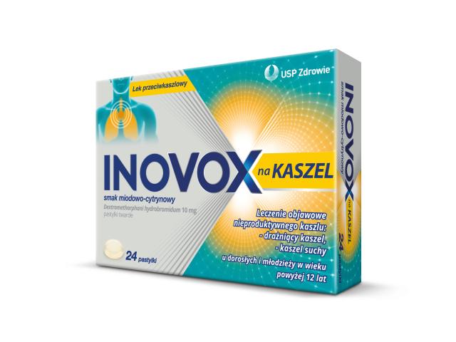 Inovox na kaszel smak miodowo-cytrynowy interakcje ulotka pastylki twarde 10 mg 24 pastyl.