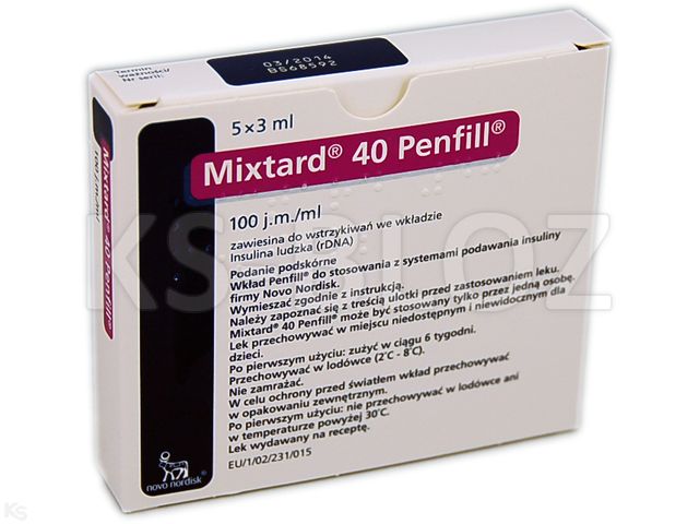 Ins. Mixtard 40 Penfill interakcje ulotka zawiesina do wstrzykiwań 100 j.m./ml 5 wkł. po 3 ml