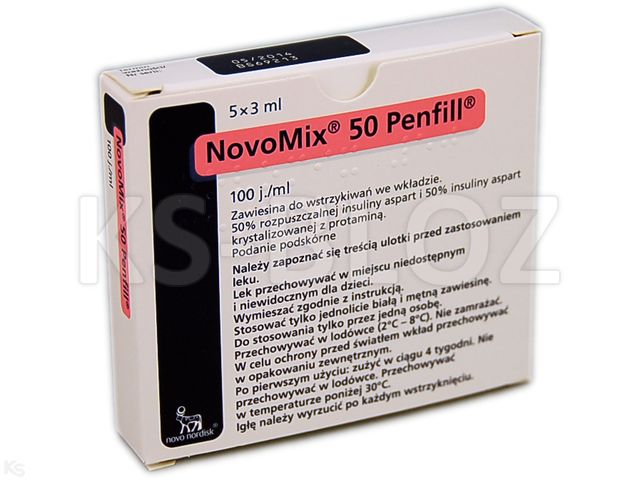 Ins. NovoMix 50 Penfill interakcje ulotka zawiesina do wstrzykiwań 100 j.m./ml 5 wkł. po 3 ml