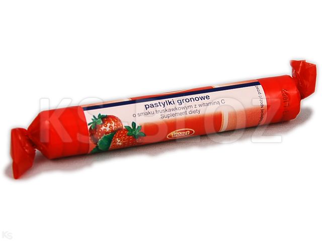 Intact- Pastylki Gronowe o sm.truskawkowym z wit.C interakcje ulotka pastylki - 17 szt.