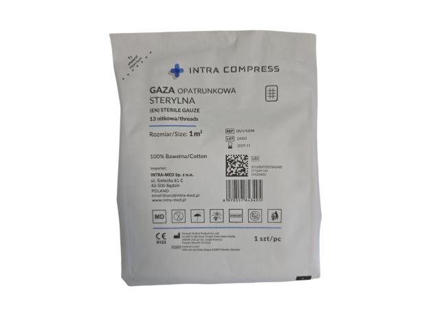 Intra Compress Gaza opatrunkowa sterylna 13 nitkowa 1m2 interakcje ulotka gaza opatrunkowa  1 szt.
