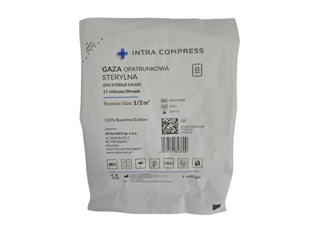 Intra Compress Gaza opatrunkowa sterylna 17 nitkowa 1/2 m2 interakcje ulotka gaza opatrunkowa  1 szt.