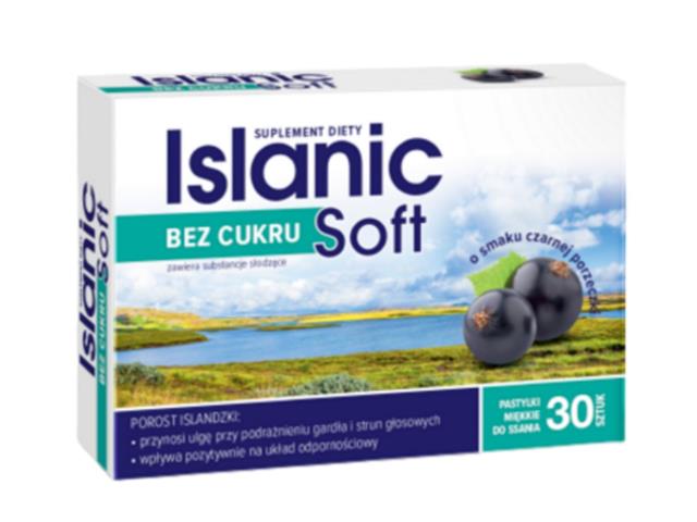 Islanic Soft o smaku czarnej porzeczki bez cukru interakcje ulotka pastylki miękkie  30 pastyl.