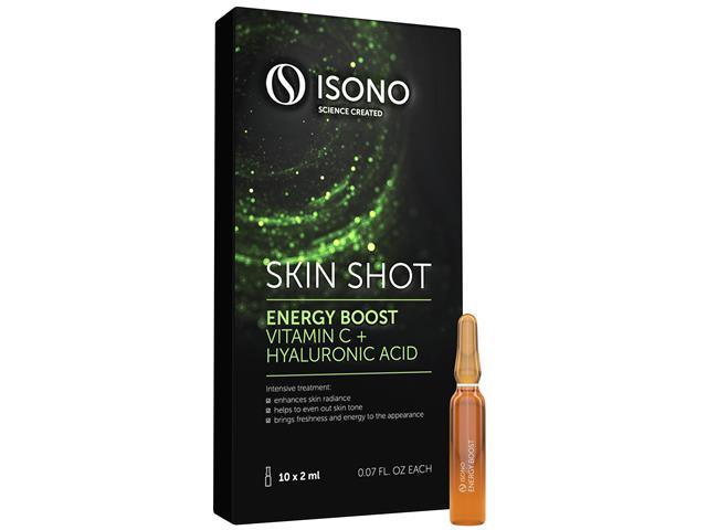 ISONO SKIN SHOT Energy Boost Vitamin C + HA Serum rozświetlająco-nawilżające interakcje ulotka serum - 10 amp. po 2 ml