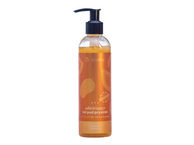 Iwoline Żel pod prysznic odświeżający ze złotymi drobinkami mango i papaja interakcje ulotka żel - 250 ml