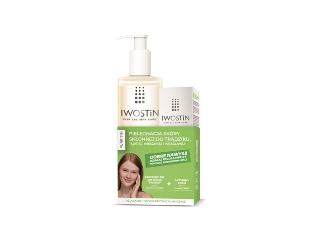 Iwostin Purritin Zestaw do mycia twarzy aktywny Aktywny Żel do mycia twarzy + Aktywny Krem interakcje ulotka zestaw - 300 ml + 40 ml