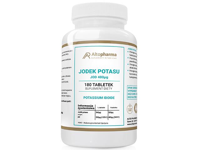 Jodek potasu jod 400 mcg Potassium idoide interakcje ulotka tabletki  180 tabl.