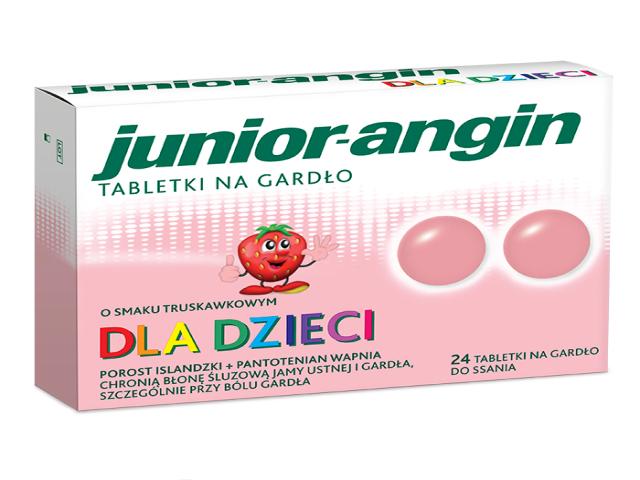 Junior-angin na gardło d/dzieci truskaw. interakcje ulotka tabletki  24 tabl.