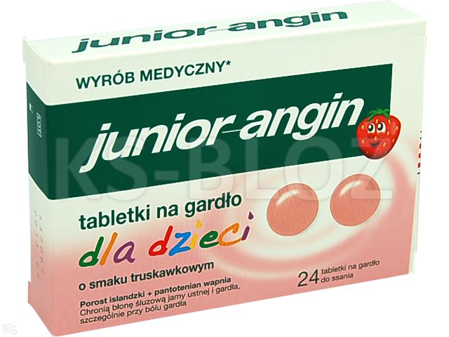 Junior-Angin na gardło dla dzieci truskawkowy interakcje ulotka tabletki  24 tabl.