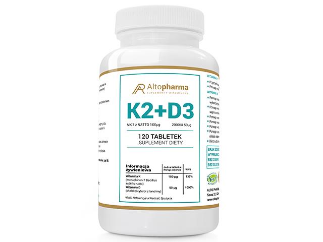 K2 100mcg + D3 50mcg 2000IU interakcje ulotka tabletki - 120 tabl.