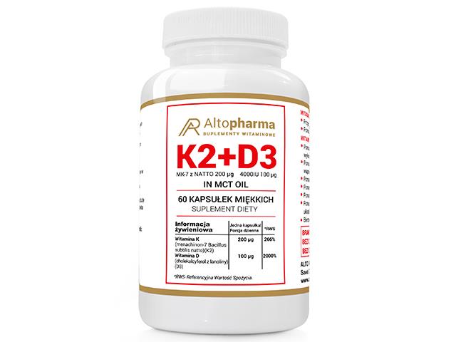 K2 200mcg + D3 100mcg 4000 IU in oil MCT interakcje ulotka kapsułki miękkie - 60 kaps.