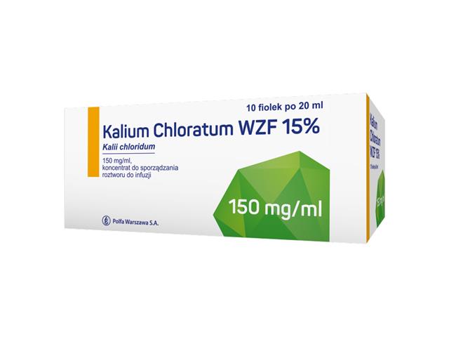 Kalium Chloratum WZF 15% interakcje ulotka koncentrat do sporządzania roztworu do infuzji 150 mg/ml 10 amp. po 20 ml