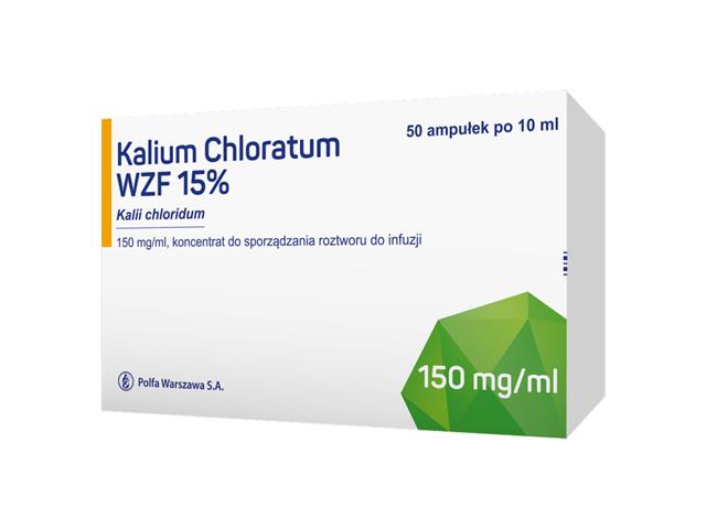 Kalium Chloratum WZF 15% interakcje ulotka koncentrat do sporządzania roztworu do infuzji 150 mg/ml 50 amp. po 10 ml