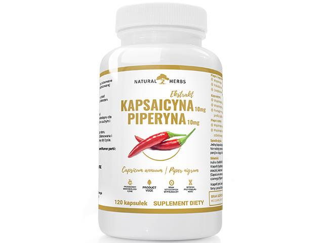 Kapsaicyna 10mg + Piperyna 10mg interakcje ulotka kapsułki  120 kaps.