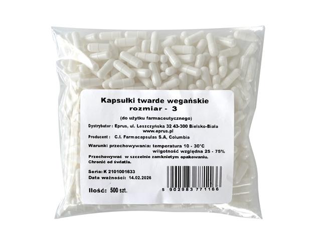 Kapsułka twarda wegańska rozmiar 3 interakcje ulotka kapsułki wegetariańskie - 500 szt.