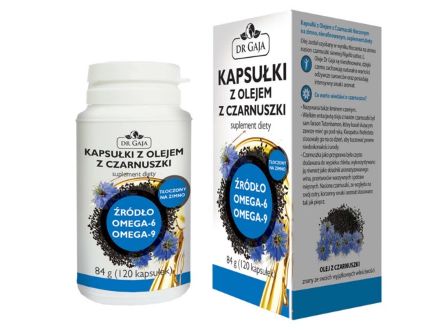 Kapsułki Z Olejem Z Czarnuszki Dr Gaja tłoczonym na zimno nierafinowanym interakcje ulotka kapsułki - 120 szt.