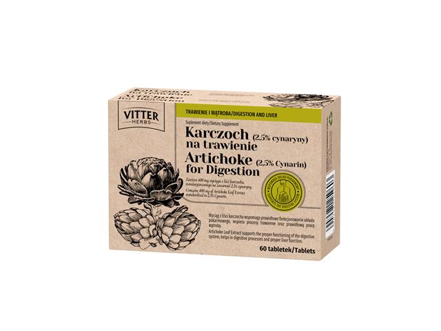 Karczoch 2,5% Cynaryny Na Trawienie Vitter Herbs interakcje ulotka tabletki  60 tabl.