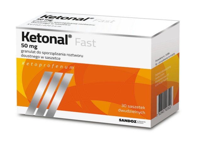 Ketonal Fast interakcje ulotka granulat do sporządzania roztworu doustnego 50 mg 30 sasz.