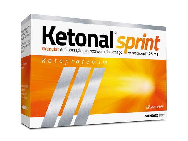 Ketonal Sprint interakcje ulotka granulat do sporządzania roztworu doustnego 25 mg 12 sasz.