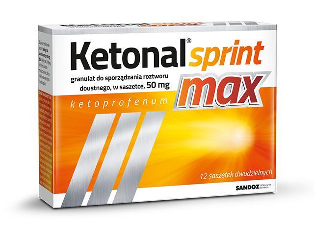 Ketonal Sprint Max interakcje ulotka granulat do sporządzania roztworu doustnego 50 mg 12 sasz.