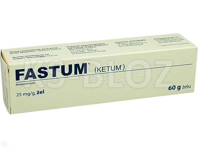 Ketoprofenum Fastum interakcje ulotka żel 25 mg/g 60 g | tuba