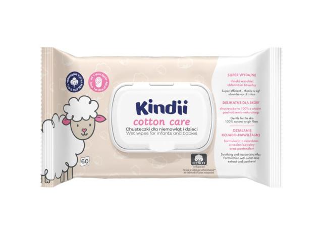 Kindii Cotton Care Chusteczki dla dzieci i niemowląt interakcje ulotka chusteczka - 60 szt.
