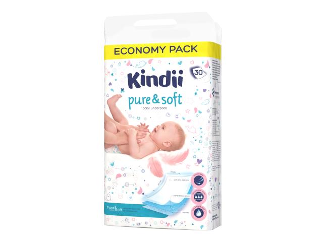 Kindii Pure & Soft Podkłady dla niemowląt jednorazowe 60 x 40 cm interakcje ulotka podkład - 30 szt.