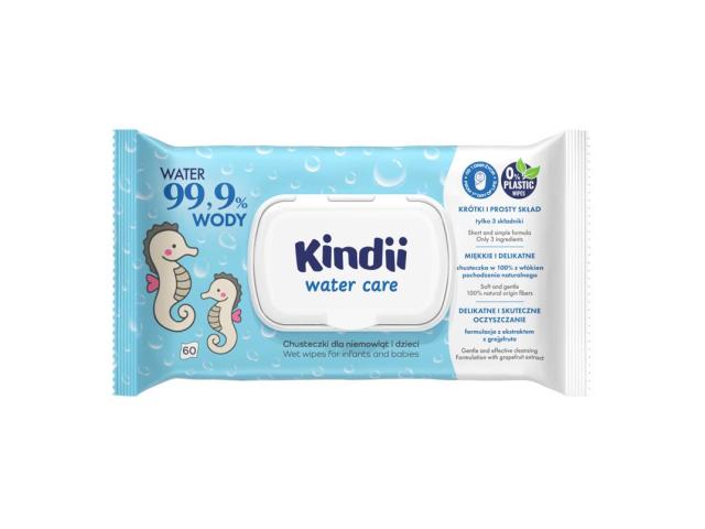 Kindii Water Care 99,9% Chusteczki dla niemowląt i dzieci interakcje ulotka chusteczka - 60 szt.