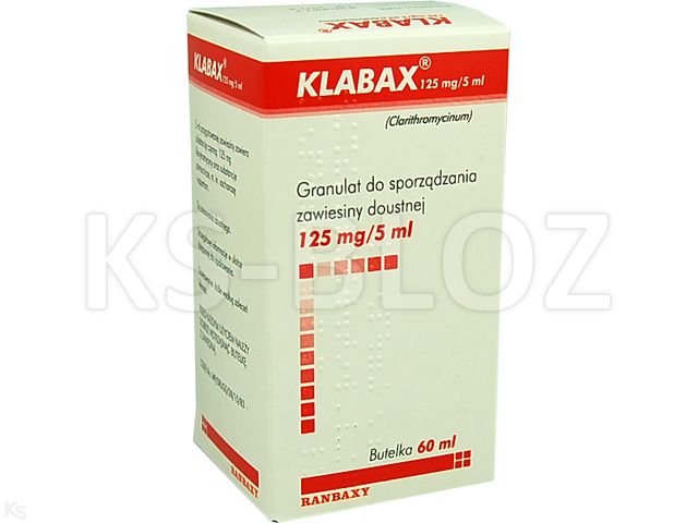 Klabax 125 mg/5 ml interakcje ulotka granulat do sporządzania zawiesiny doustnej 125 mg/5ml 60 ml | butelka
