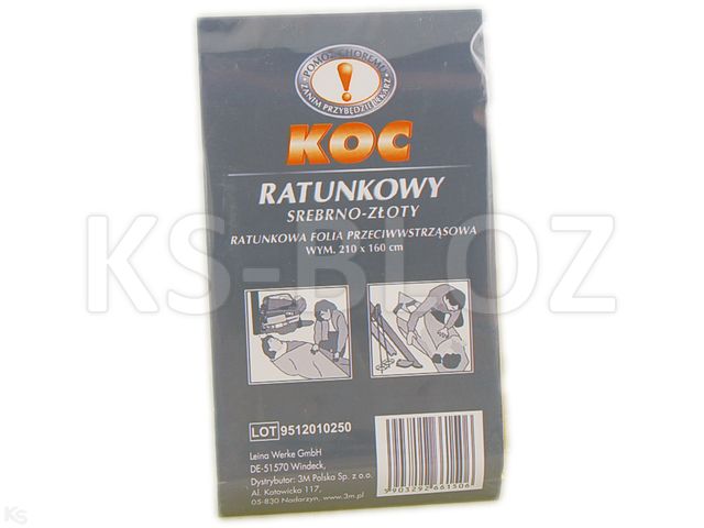 Koc ratunkowy srebrny-złoty 210 x 160 cm interakcje ulotka   1 szt.