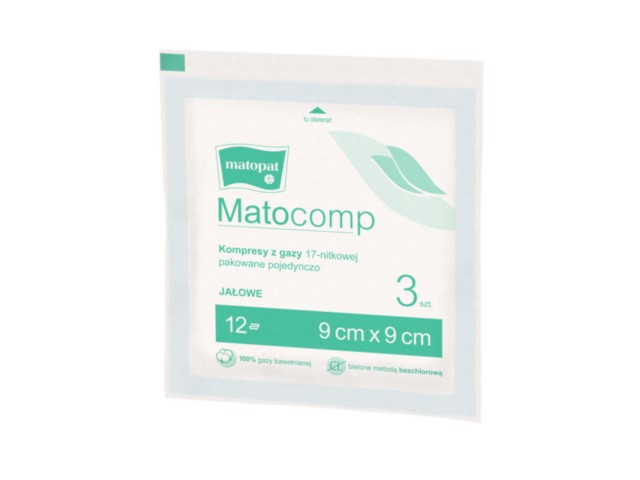 Kompres gaz.jał. 17nit.12warst. MATOCOMP 9x9cm PEEL PACK interakcje ulotka kompres - 5 szt.