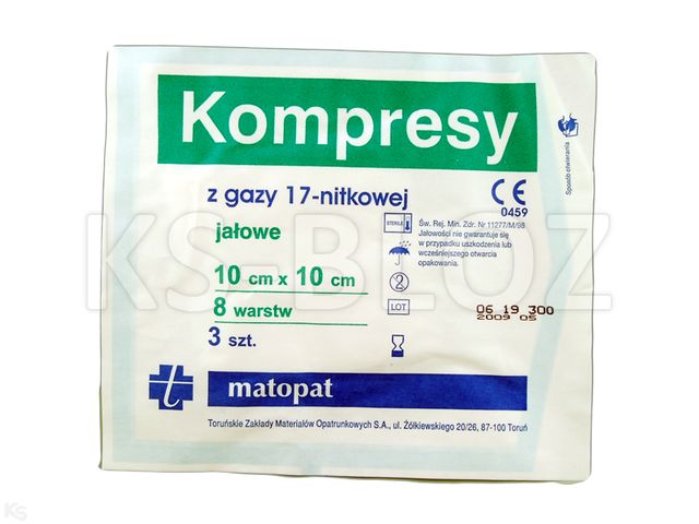 Kompresy jałowe z gazy 17 nitkowe 8 warstwowe 10 x 10 cm interakcje ulotka kompres - 3 szt.