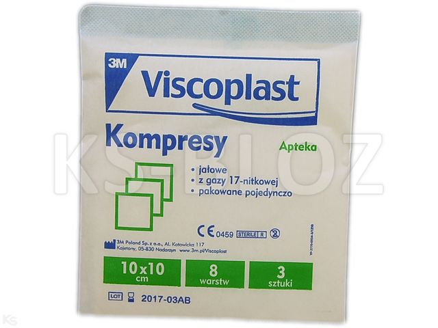 Kompresy jałowe z gazy 17 nitkowe 8 warstwowe 10 x 10 cm interakcje ulotka  - 3 szt.