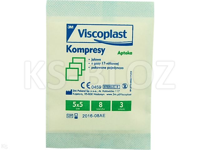 Kompresy jałowe z gazy 17 nitkowe 8 warstwowe 5 x 5 cm interakcje ulotka  - 3 szt.
