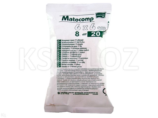 Kompresy jałowe z gazy 17 nitkowe 8 warstwowe 6 x 6 cm interakcje ulotka kompres  20 szt.