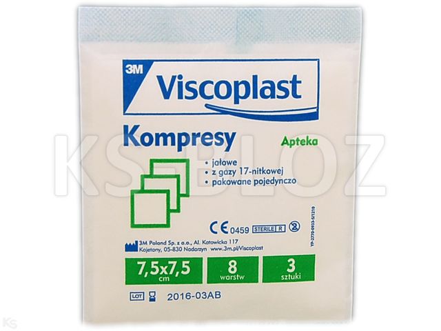 Kompresy jałowe z gazy 17 nitkowe 8 warstwowe 7,5 x 7,5 cm interakcje ulotka  - 3 szt.