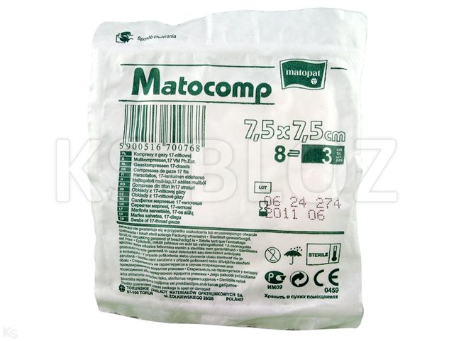 Kompresy z gazy 8 warstwowe 7,5 x 7,5 cm interakcje ulotka kompres - 3 szt.