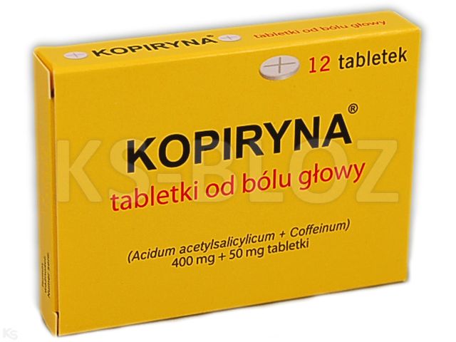 Kopiryna Tabletki od bólu głowy interakcje ulotka tabletki 400mg+50mg 12 tabl. | (1 blist. po 12 tabl. w pudełku)