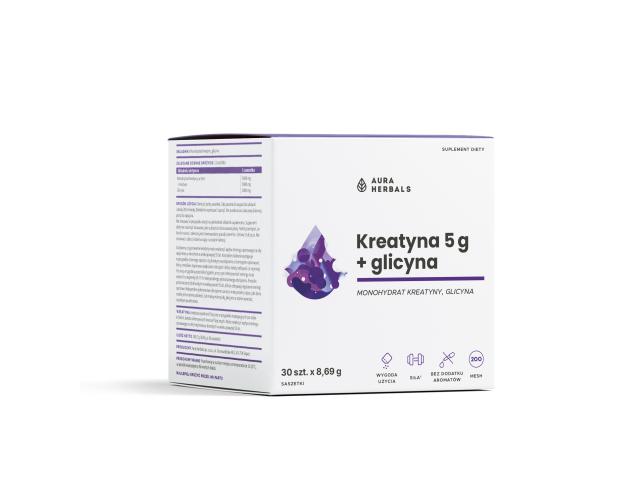 Kreatyna 5 g Monohydrat + Glicyna interakcje ulotka proszek - 30 sasz.