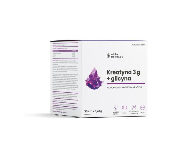 Kreatyna Monohydrat 3 g + Glicyna interakcje ulotka proszek - 30 sasz.