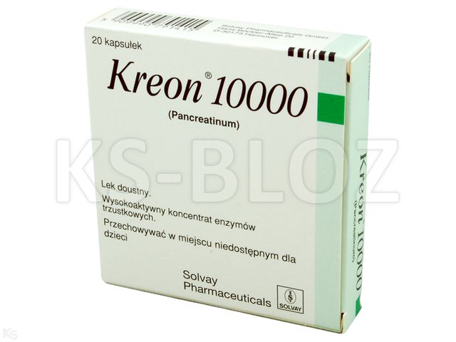 Kreon 10 000 interakcje ulotka kapsułki 10 000 j. Ph.Eur. 20 kaps. (2 blist. po 10 kaps.)