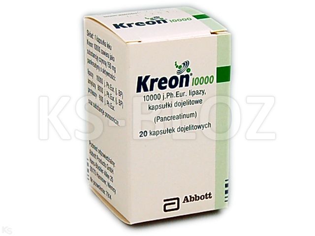 Kreon Travix (Kreon 10 000) interakcje ulotka kapsułki dojelitowe 10 000 j. Ph.Eur. 20 kaps. (but.)