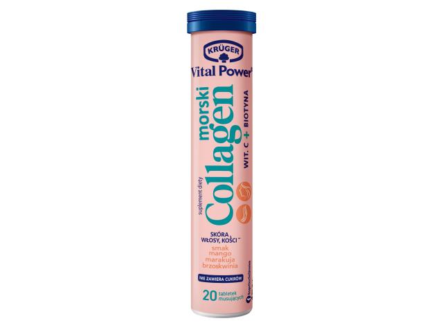 Kruger Vital Power Morski Collagen witamina c + biotyna interakcje ulotka tabletki musujące do sporządzania roztworu - 20 tabl.