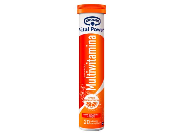 Kruger Vital Power Multiwitamina smak pomarańczowy dwupak interakcje ulotka tabletki musujące - 20 tabl. + 20 tabl.