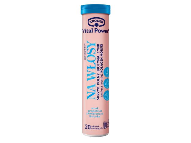Kruger Vital Power Na Włosy smak grapefruit, pomarańcza, limonka kolagen morski interakcje ulotka tabletki musujące - 20 tabl.