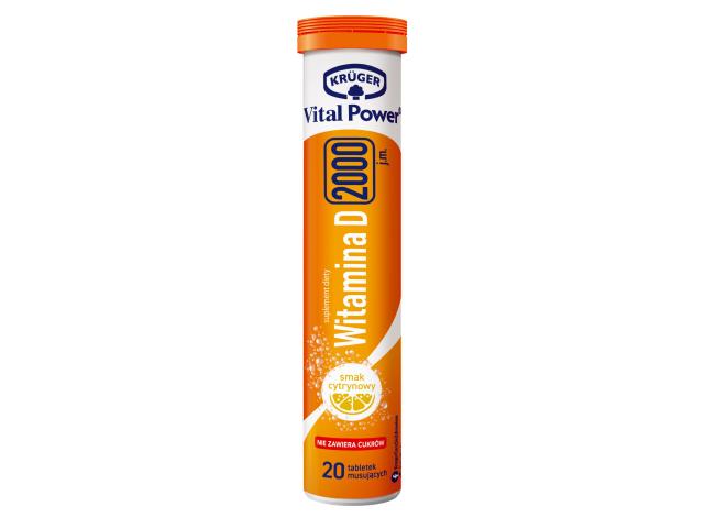 Kruger Vital Power Witamina D 2000 j.m. smak cytrynowy interakcje ulotka tabletki musujące - 20 tabl.