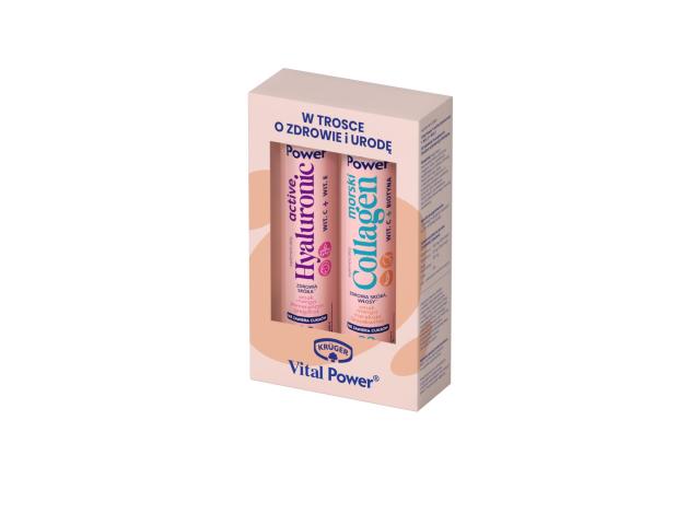 Kruger Vital Power Zestaw Morski Collagen Wit. C + biotyna + Active HyaluronicKruger Wit. C + Wit. E interakcje ulotka tabletki musujące - 20 tabl. + 20 tabl.